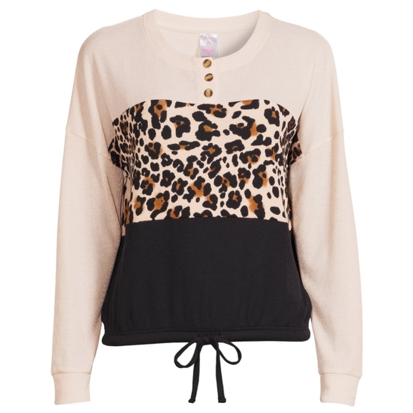 2 Juniors Color Block top shirt size 1,3 Leopard/Marble Navy/Nude/Grey - Picture 2 of 5